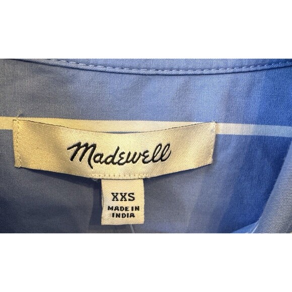 Madewell Maybel Top Womens XXS Blue Striped Button Up Adjustable Sleeves NWT NEW - Picture 8 of 14